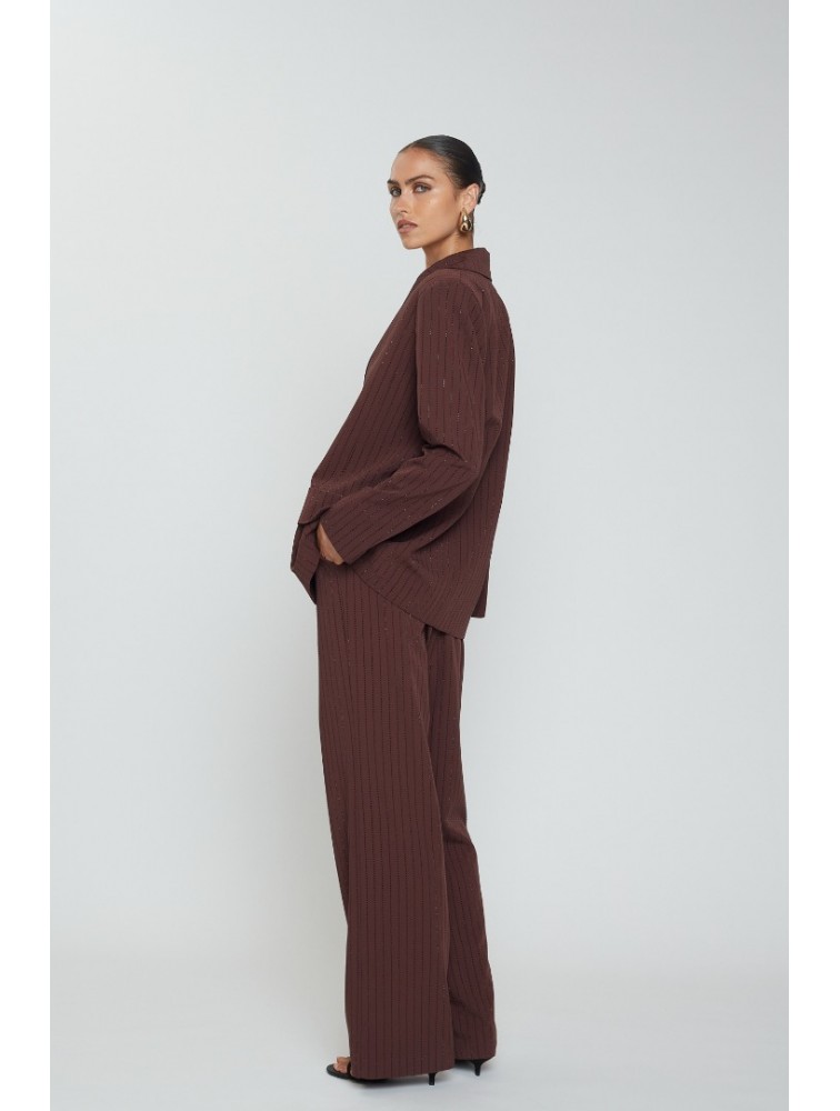 MIX AND MATCH Franka Pants Bordeaux Μπορντώ Παντελόνι με Στρας